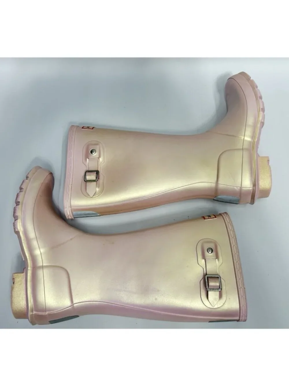 Hunter Original Nebula Wellington Boots Kids Girls SZ 2 Iridescent Pink sparkle